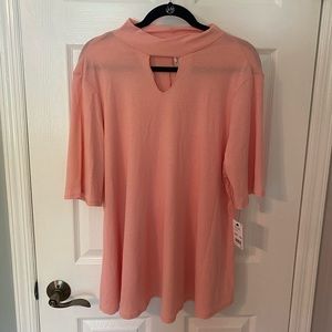 NWT NY Collection Pink Keyhole Blouse